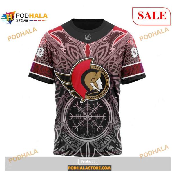 Custom Ottawa Senators Norse Viking Symbols NHL Shirt Hoodie 3D