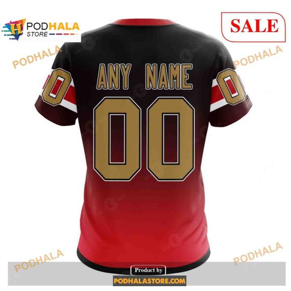 Custom Ottawa Senators Retro Gradient Design NHL Shirt Hoodie 3D