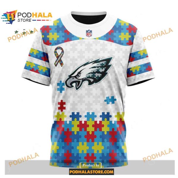 Custom Philadelphia Eagles Special Autism Puzzle Game White Shirt NFL Hoodie 3D