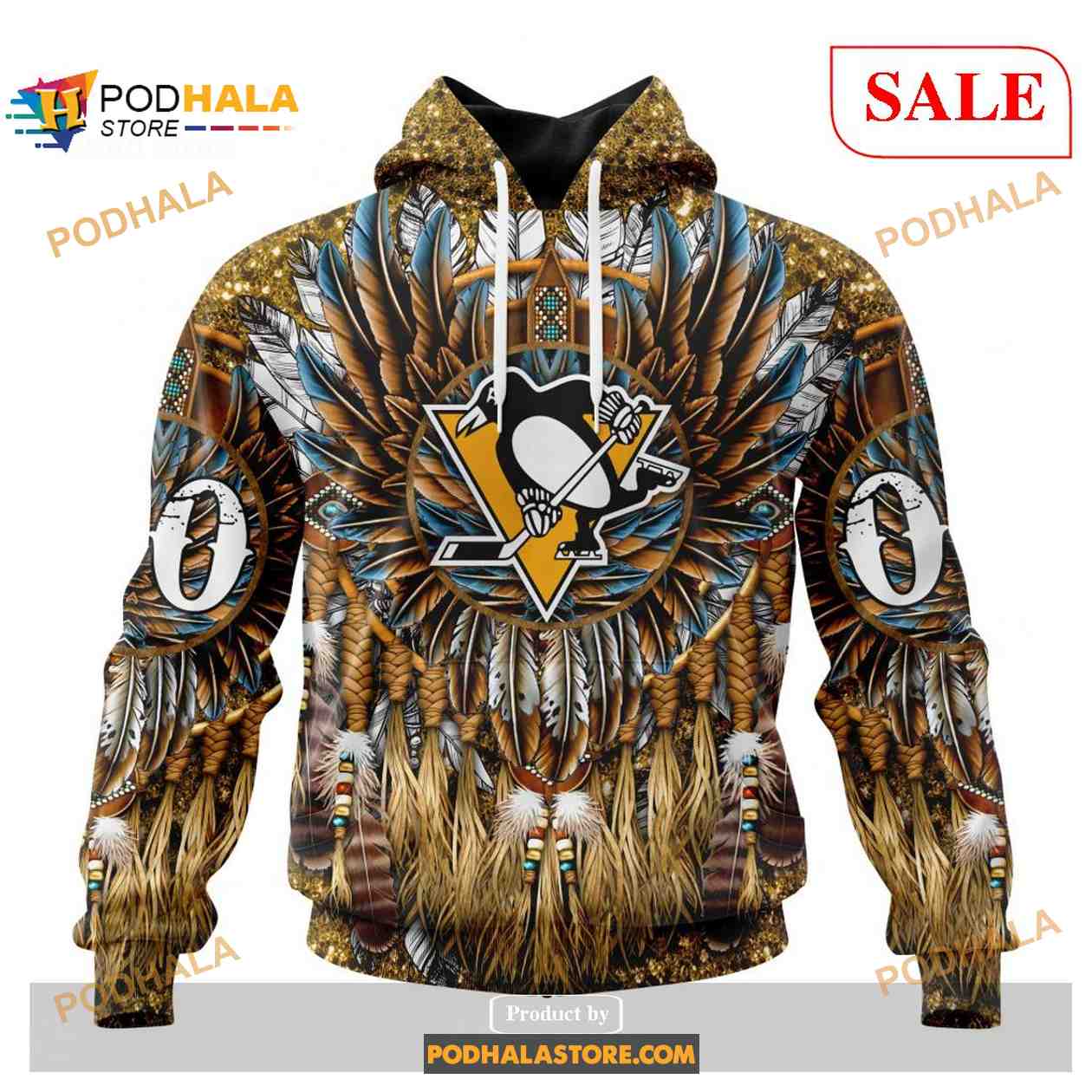 Custom Pittsburgh Penguins Native Costume Design NHL Shirt Hoodie