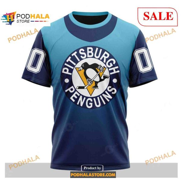 Custom Pittsburgh Penguins Retro Gradient Design NHL Shirt Hoodie 3D