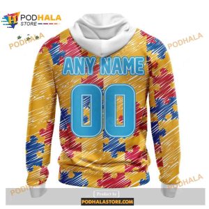 Custom Pittsburgh Steelers Special Autism Puzzle Game Stripes Design NFL Hoodie 3D 2