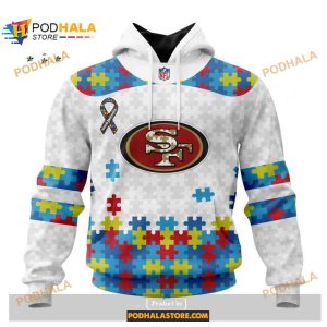 Custom San Francisco 49ers Special Autism Puzzle Game White Shirt NFL Hoodie 3D 1
