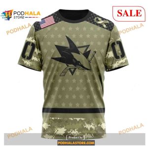 Custom San Jose Sharks Camo Military Appreciation Nhl Shirt Hoodie 3d 3