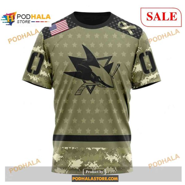 Custom San Jose Sharks Camo Military Appreciation NHL Shirt Hoodie 3D