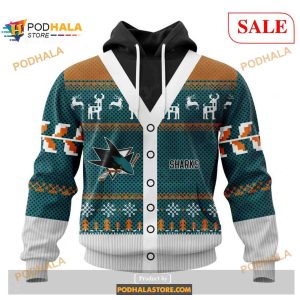 NHL San Jose Sharks Ugly Christmas Sweater Grinch Drink Up Christmas Gift  Custom Name And Number For Fans - YesItCustom