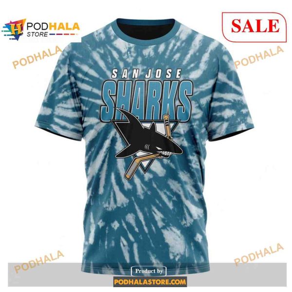Custom San Jose Sharks Retro Vintage Tie Dye NHL Shirt Hoodie 3D