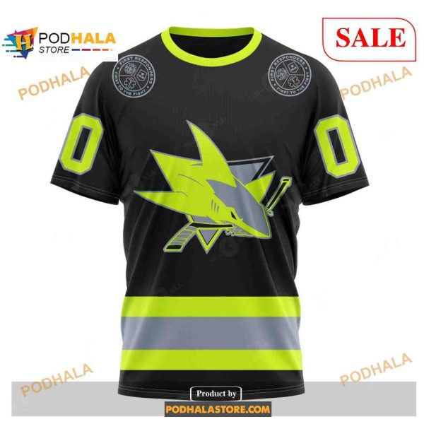Custom San Jose Sharks Unisex FireFighter Uniforms Color NHL Shirt Hoodie 3D
