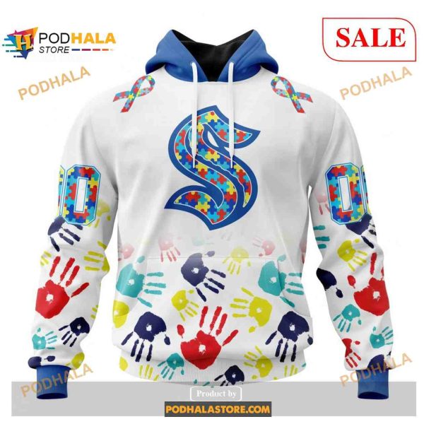 Custom Seattle Kraken Autism Awareness Design NHL Shirt Hoodie 3D