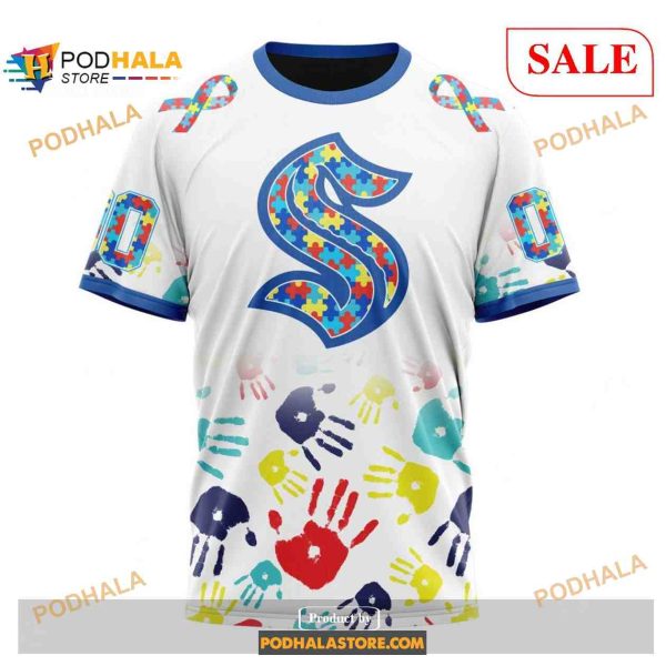 Custom Seattle Kraken Autism Awareness Design NHL Shirt Hoodie 3D