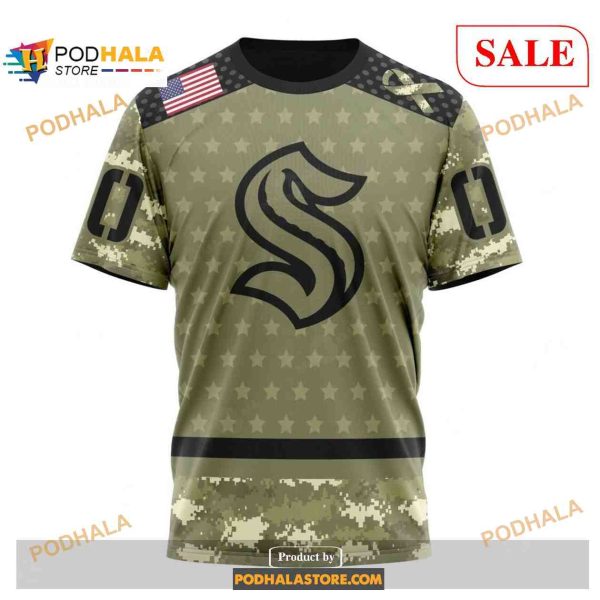 Custom Seattle Kraken Camo Military Appreciation NHL Shirt Hoodie 3D