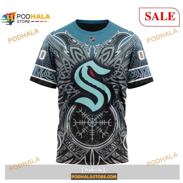 Custom Seattle Kraken Norse Viking Symbols NHL Shirt Hoodie 3D