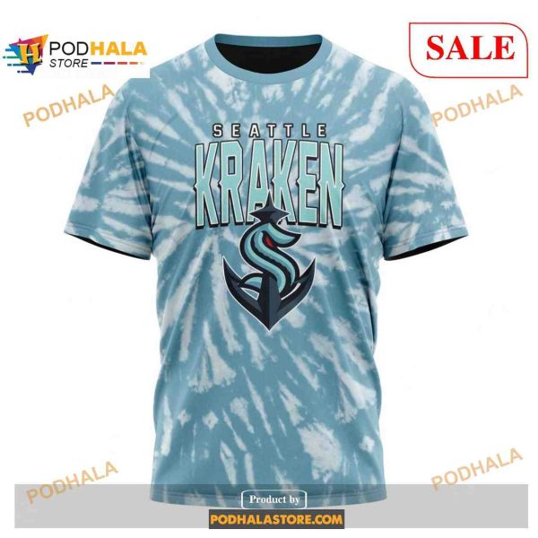 Custom Seattle Kraken Retro Vintage Tie Dye NHL Shirt Hoodie 3D