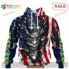 Custom Seattle Seahawks Demon Face American Flag Shirt NFL Hoodie 3D