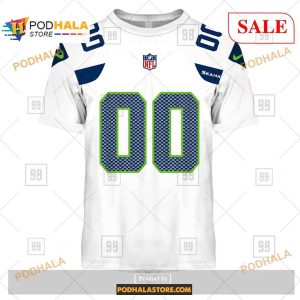 Custom Seattle Seahawks Road Jersey Shirt NFL Hoodie 3D 2