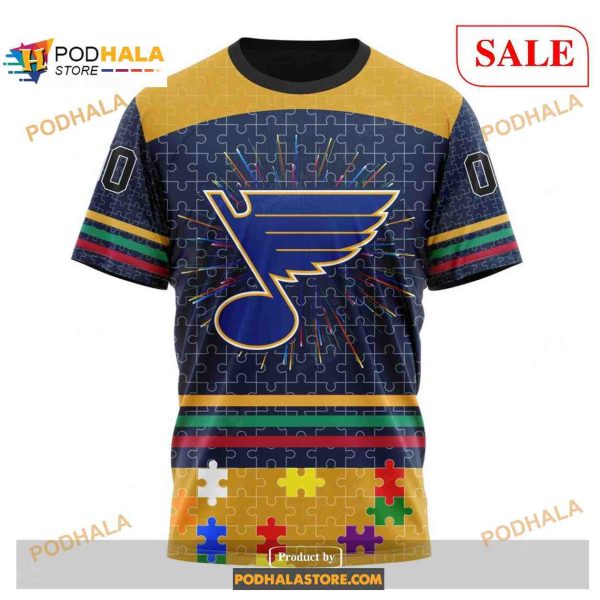 Custom St Louis Blues Fearless Aganst Autism NHL Shirt Hoodie 3D
