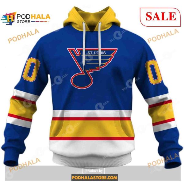 Custom St Louis Blues Throwback Vintage NHL Hockey Home Jersey NHL Shirt Hoodie 3D
