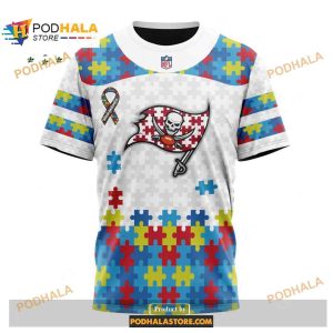 Custom Tampa Bay Buccaneers Special Autism Puzzle Game White NFL Hoodie 3D 3