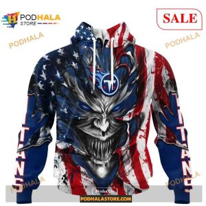 Custom Tennessee Titans Demon Face American Flag Shirt NFL Hoodie 3D 1
