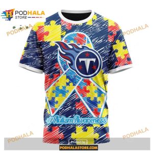 Custom Tennessee Titans Special Autism Puzzle Game Stripes Design NFL Hoodie 3D 3