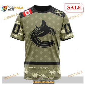 Custom Vancouver Canucks Camo Military Appreciation Nhl Shirt Hoodie 3d 3