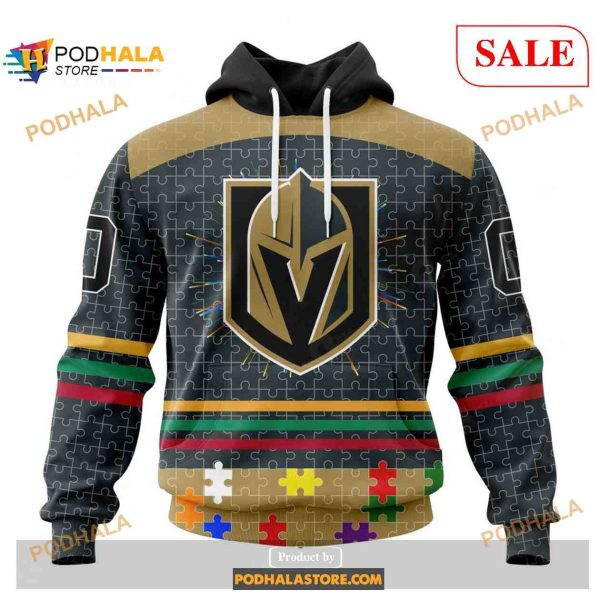 Custom Vegas Golden Knights Fearless Aganst Autism Sweatshirt NHL Hoodie 3D