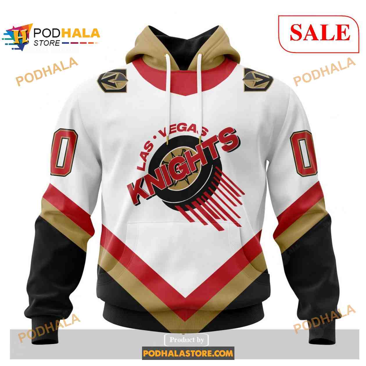 NHL Vegas Golden Knights Custom Name Number 2021 Reverse Retro Alternate  Jersey Pullover Hoodie