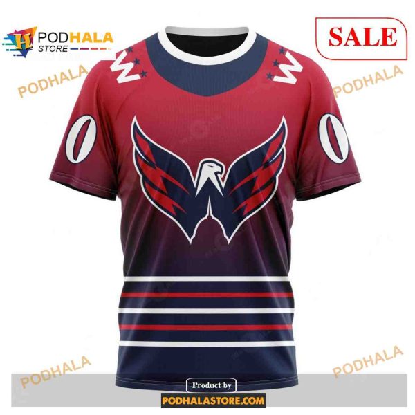 Custom Washington Capitals Retro Gradient Design NHL Shirt Hoodie 3D