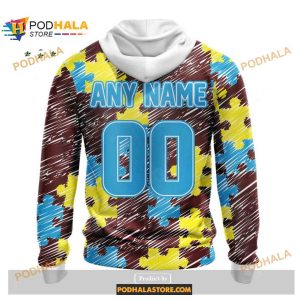 Custom Washington Commanders Special Autism Puzzle Game Stripes Design NFL Hoodie 3D 2