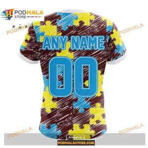 Custom Washington Commanders Special Autism Puzzle Game Stripes Design NFL Hoodie 3D 4