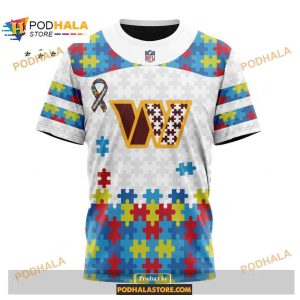 Custom Washington Commanders Special Autism Puzzle Game White NFL Hoodie 3D 3