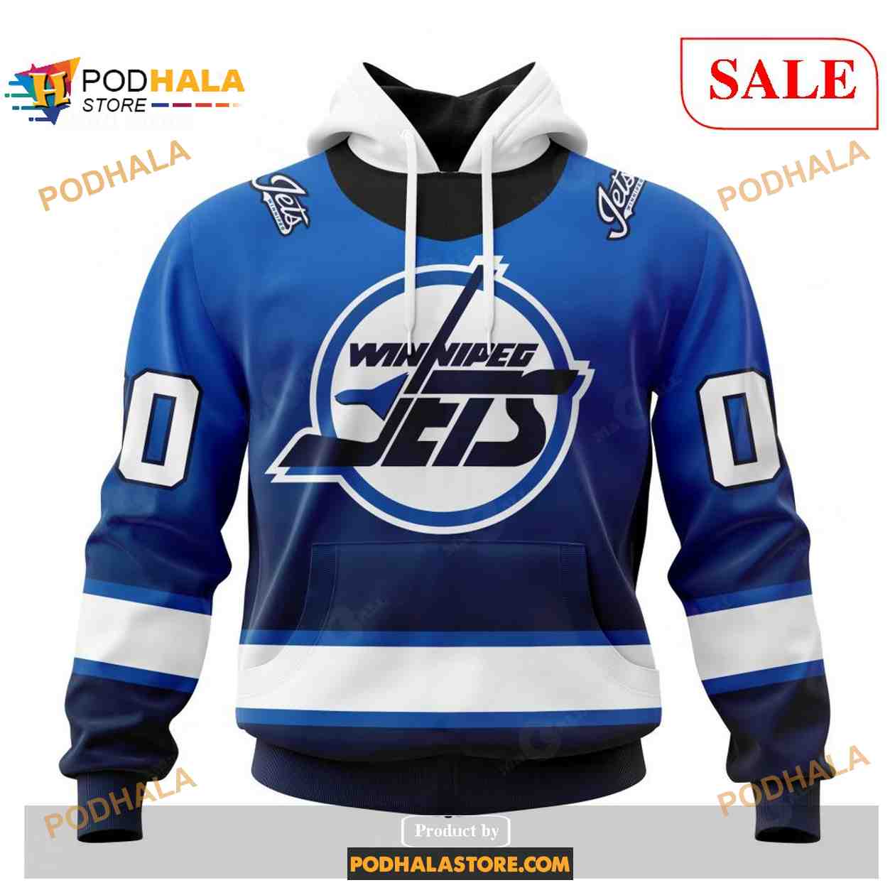 NHL Winnipeg Jets Custom Name Number 2022 Away Jersey Zip Up Hoodie