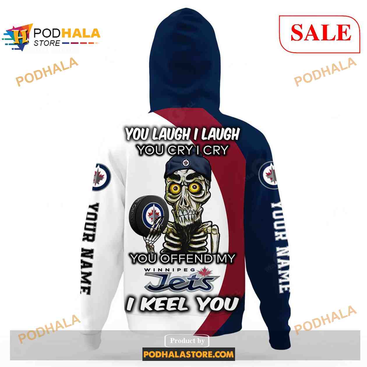 Custom NHL Atlanta Thrashers Winnipeg Jets 1999 Vintage Home Shirt Hoodie  3D - Bring Your Ideas, Thoughts And Imaginations Into Reality Today