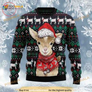 Cute Christmas Funny Ugly Sweater 3D Goat