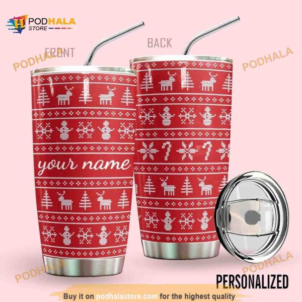 Cute Christmas Pattern Personalized Icon Coffee Tumbler