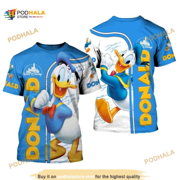 Cute Donald Duck Tshirt Pattern Disney Cartoon Outfits Unisex Casual 3D Shirt