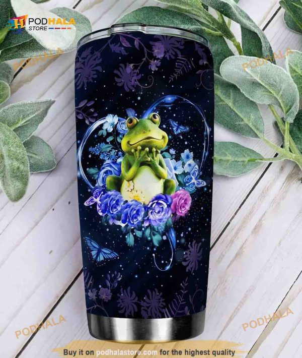 Cute Frog With Flower Butterfly Stainless Steel Cup Coffee Tumbler