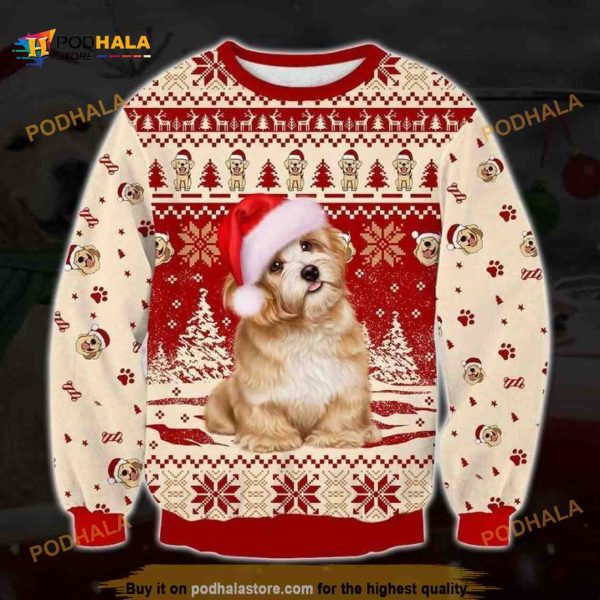 Cute Golden Retriever Dog Christmas Funny Ugly Sweater 3D All Over Print