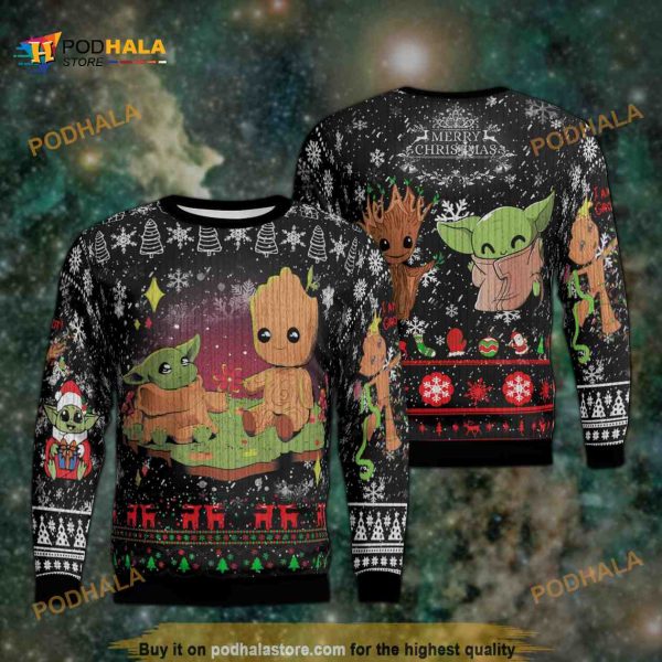 Cute Groot Baby Yoda Christmas Funny Ugly Sweater