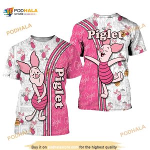 Cute Pink Piglet Cross Comic Book Patterns Disney Outfits Unisex Casual Shirt 3D