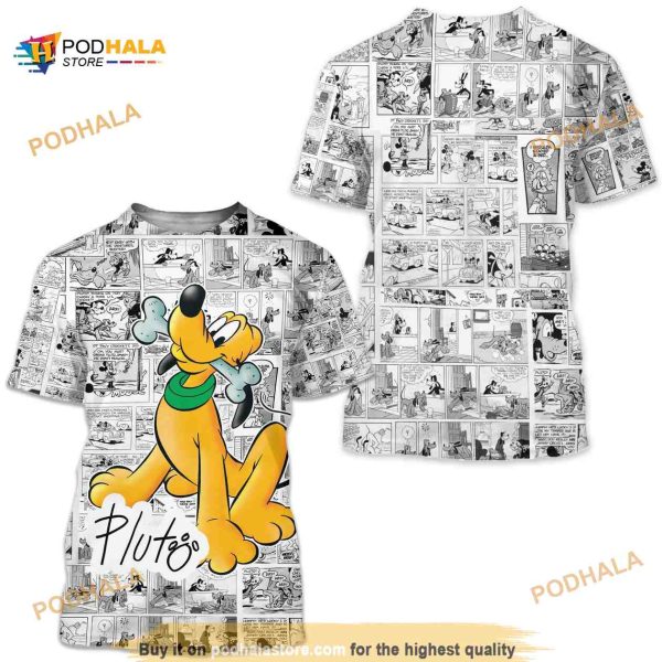 Cute Pluto Comic Pattern Disney Cartoon Outfits Unisex 3D Shirt