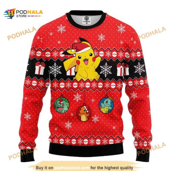 Cute Santa Pikachu Pokemon Merry Christmas Funny Ugly Sweater