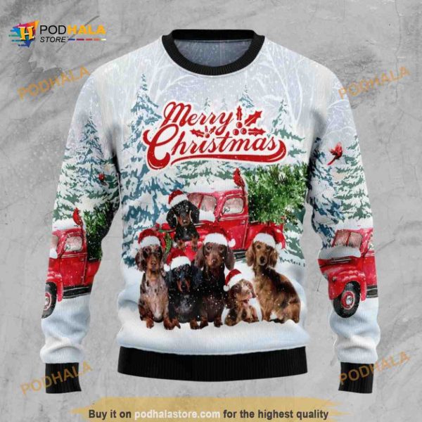 Dachshund Merry Christmas Funny Ugly Sweater 3D