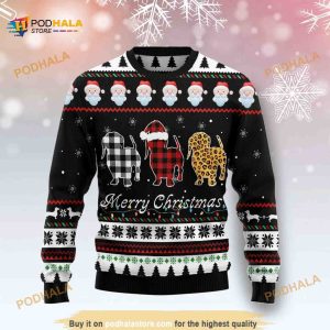 Dachshund Santa Hat Merry Christmas Funny Ugly Sweater 3D