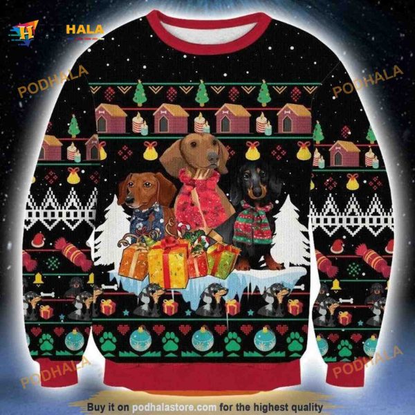 Dachshund Ugly Christmas Sweater 3D All Over Print