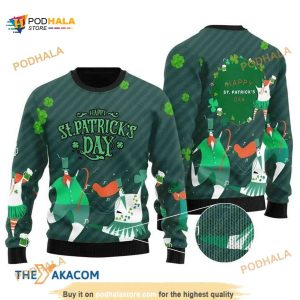 Dacing Happy St Patricks Day Funny Ugly Sweater 3D Christmas