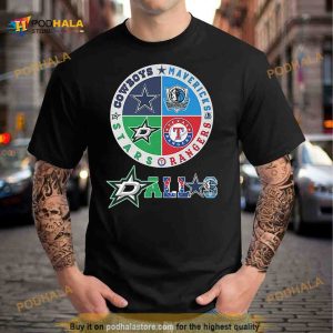 Dallas Circle Logo Sport Teams Cowboys Rangers Stars Mavericks Shirt 2