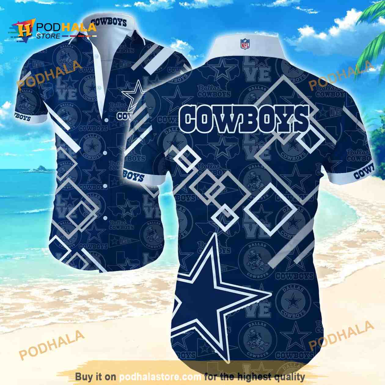 Bule Helmet Dallas Cowboys Hawaiian Shirt - Thoughtful