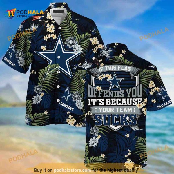 Dallas Cowboys Hawaiian Shirt, If This Flag Offends You It’s Because Your Team Sucks Aloha Shirt