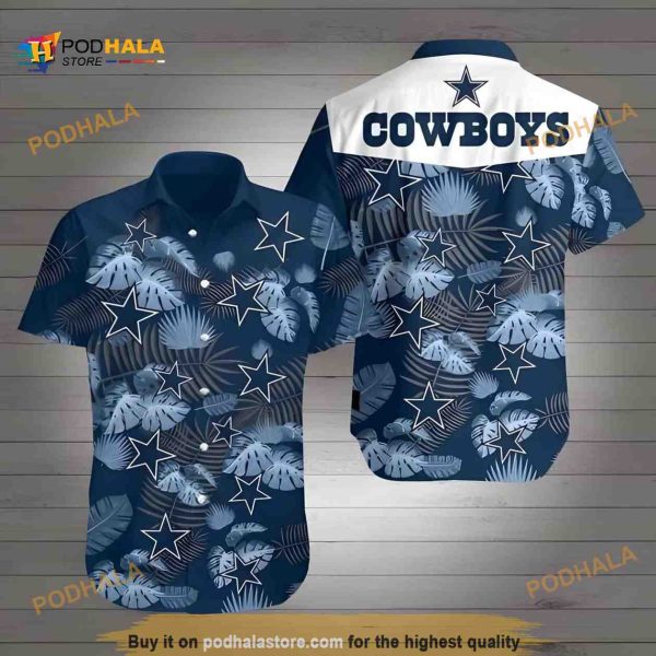 Dallas Cowboys Hawaiian Shirt, Palm Leaves Pattern All Over Print Aloha Shirt